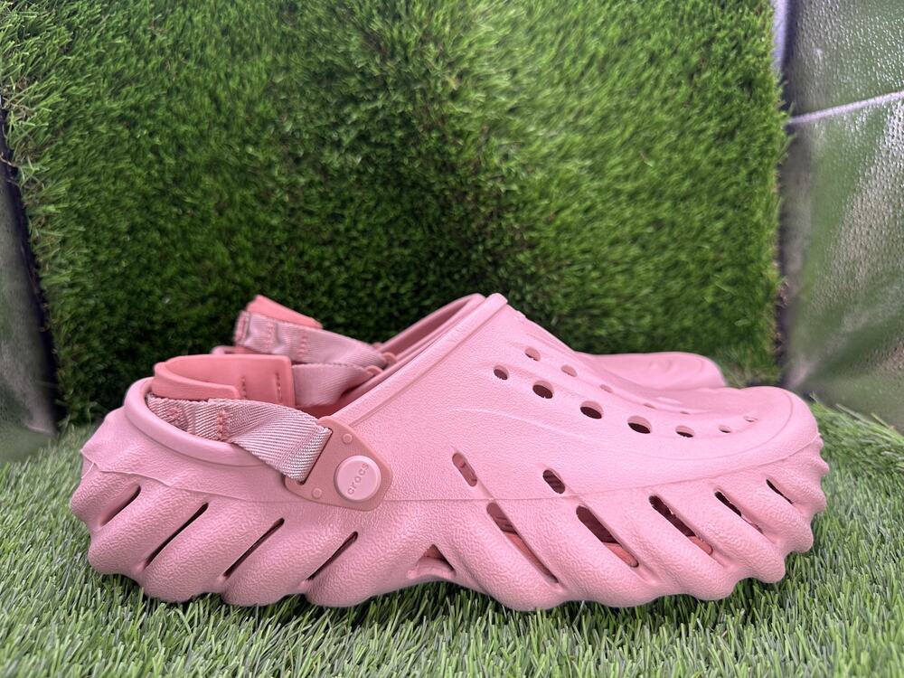 Crocs Echo 207937-6TY Clog Shoes Unisex M8/W10 Pink Rubber Slingback Slip-On